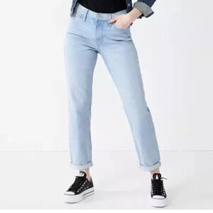 Juniors 13/31W SO Low Rise Boyfriend Jeans Relaxed Hip Thigh Straight‎ Leg Light